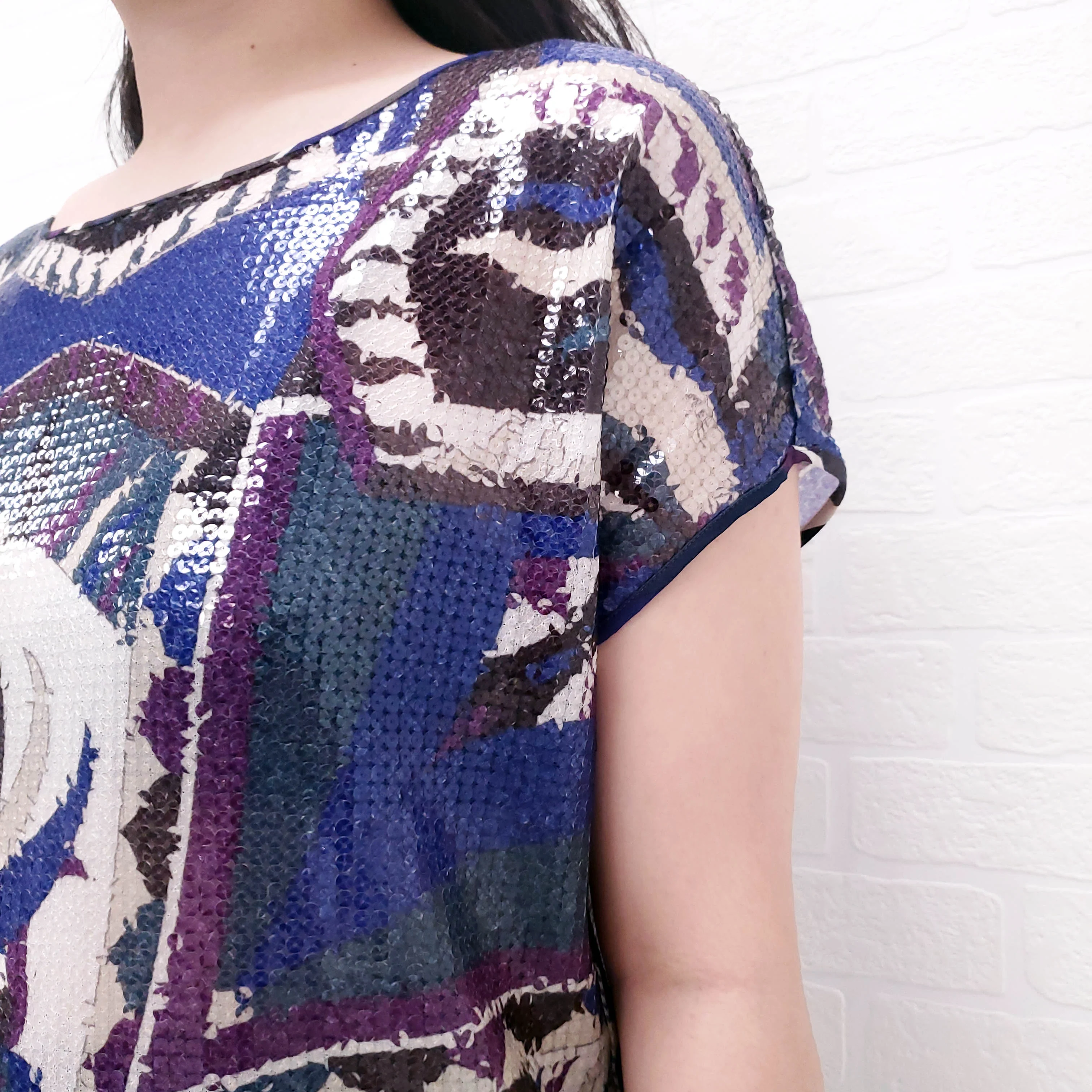 EMILIO PUCCI BLUE AND PURPLE SEQUIN TOP - SIZE 40 - Image 4