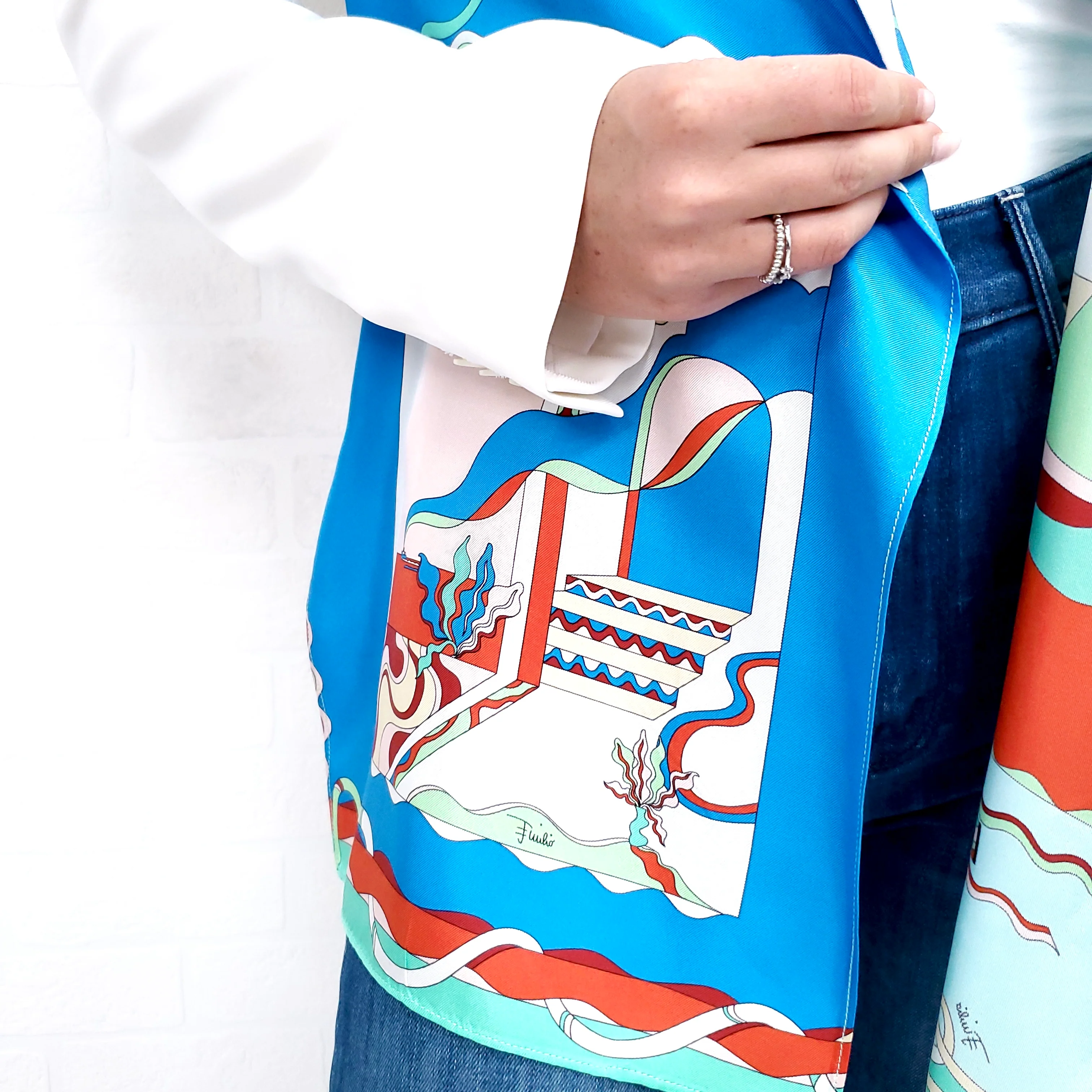 EMILIO PUCCI WHITE PATTERN BLAZER WITH SILK - SIZE 4 - Image 3