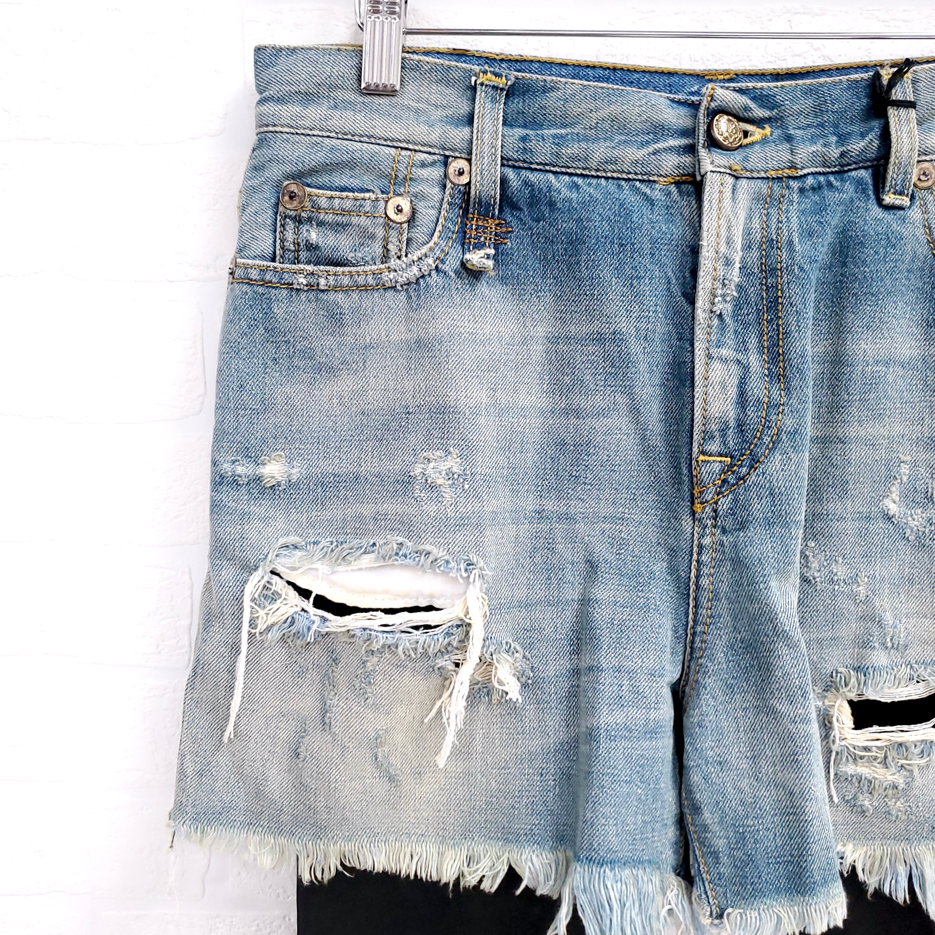 R13 DENIM JEANS SHORTS WITH ATTACHED LEATHER LEGGINGS - SIZE 27 - Image 3