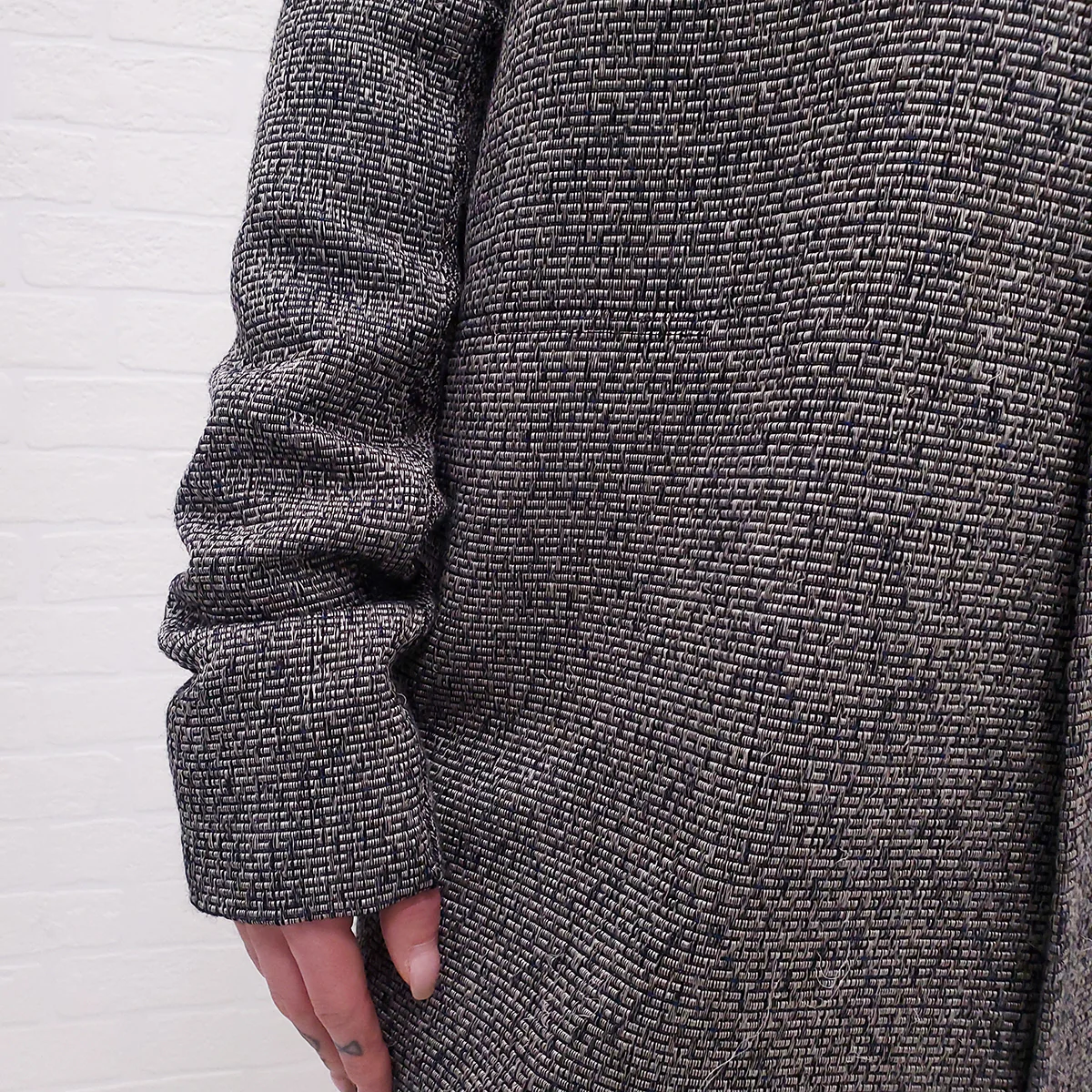 RICK OWENS BLACK/WHITE TWEED COAT - SIZE 8 - Image 4