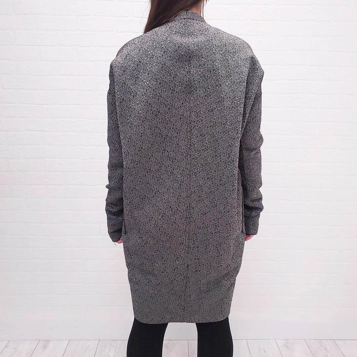 RICK OWENS BLACK/WHITE TWEED COAT - SIZE 8 - Image 6