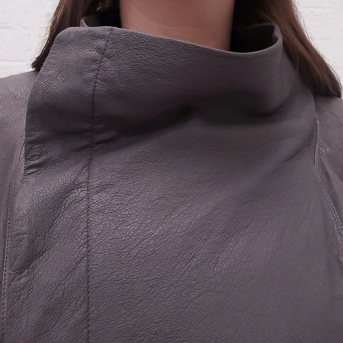 RICK OWENS DUST GREY LAMB LEATHER DRAPED JACKET - SIZE 10 - Image 4