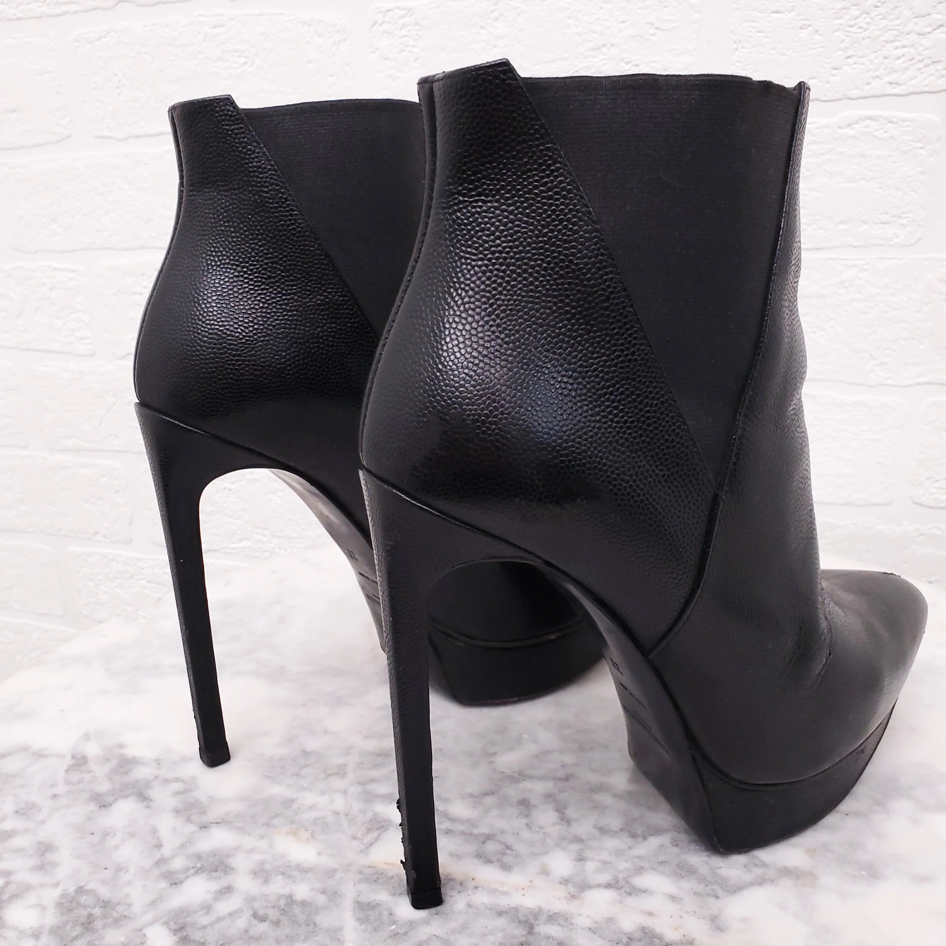 SAINT LAURENT BLACK PLATFORM BOOTIES - SIZE 37 - Image 6