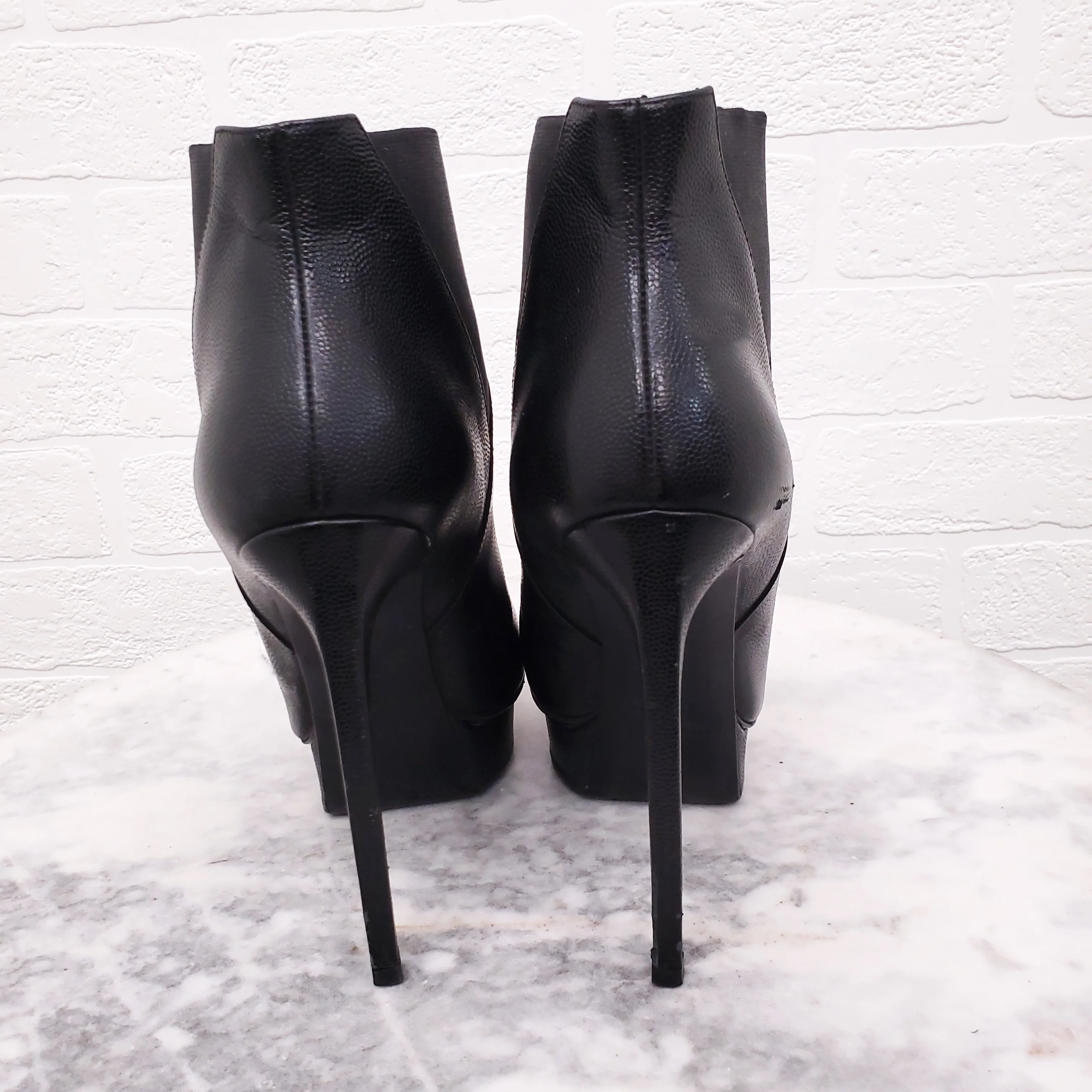 SAINT LAURENT BLACK PLATFORM BOOTIES - SIZE 37 - Image 7