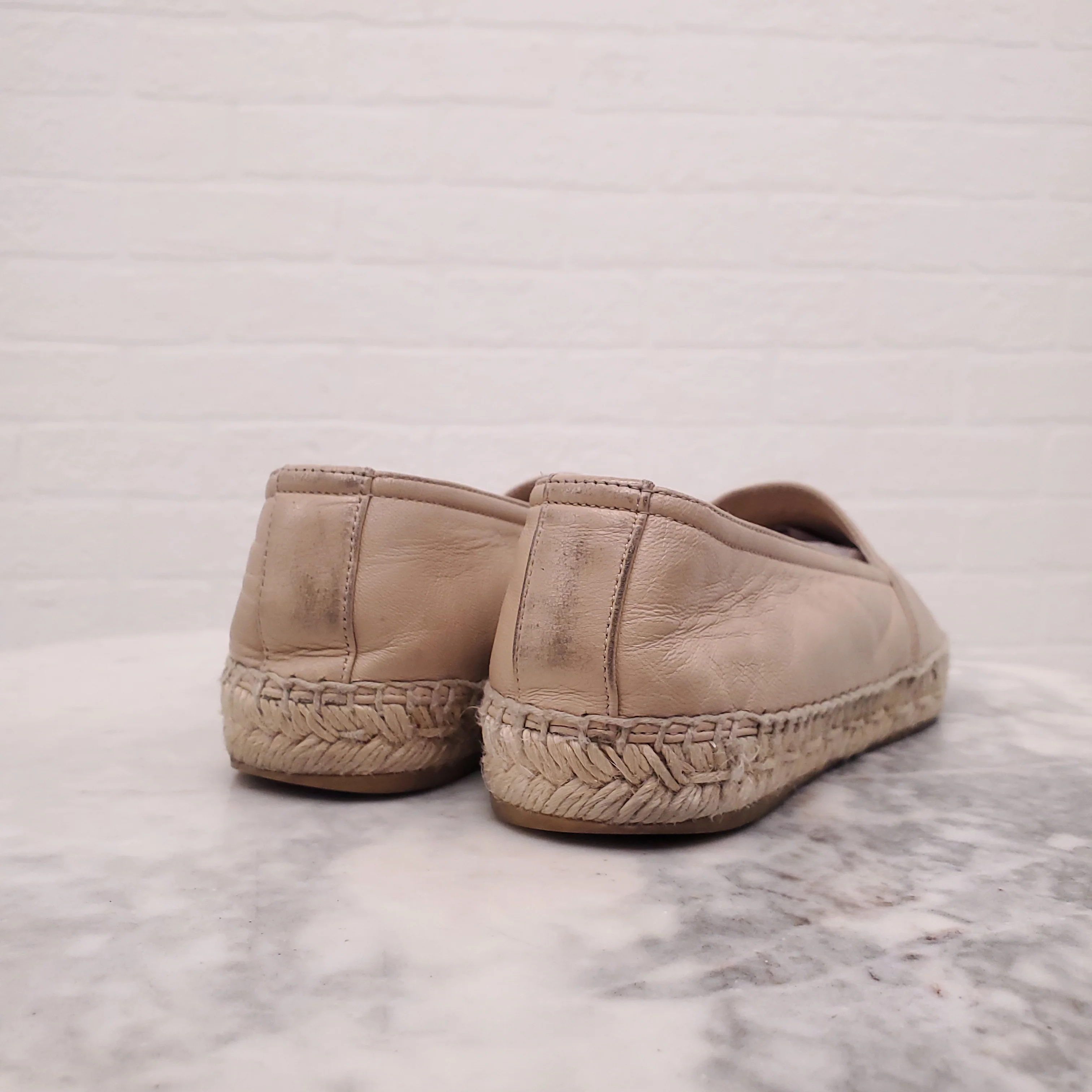 SAINT LAURENT PINK LEATHER LOGO ESPADRILLES - SIZE 35 - Image 3
