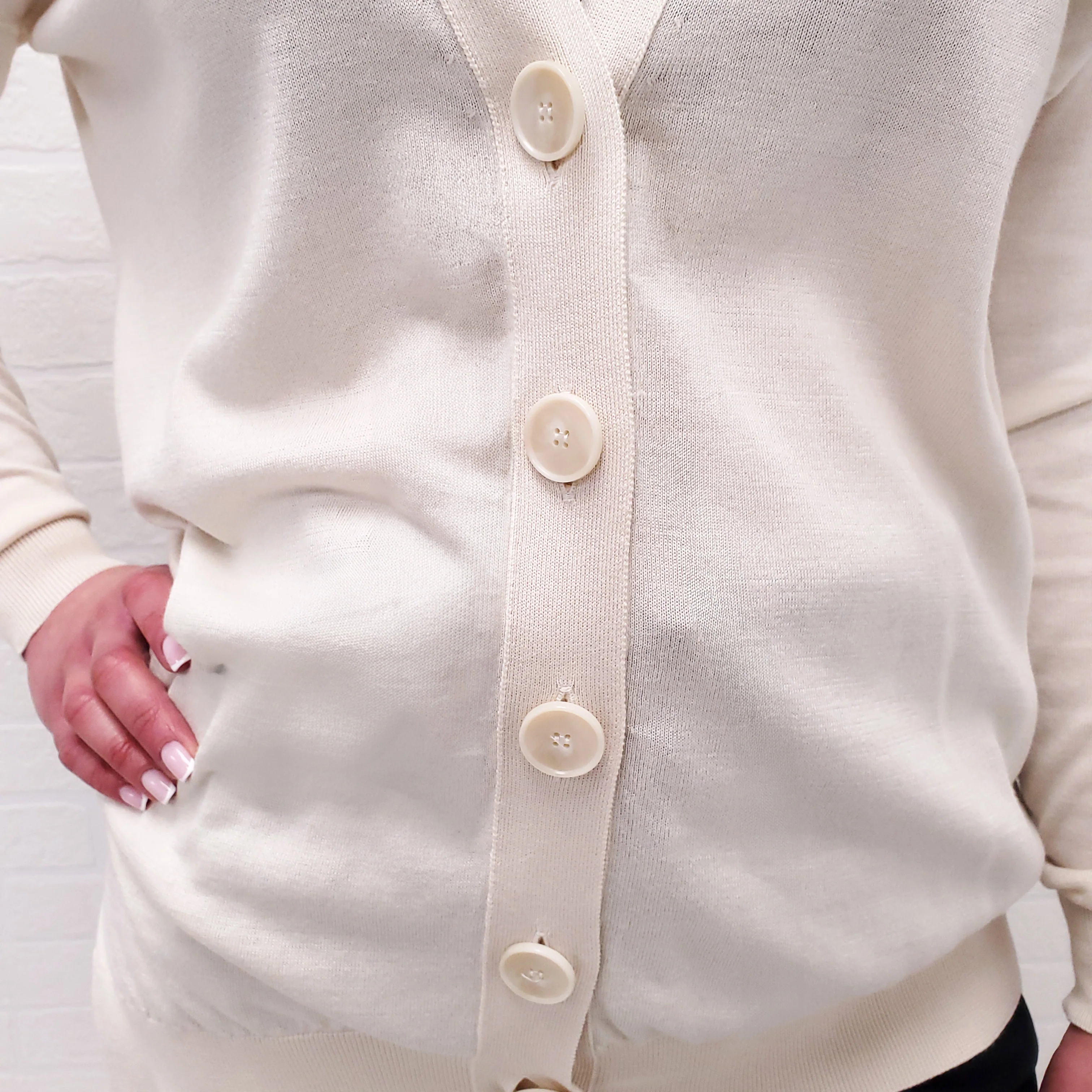 STELLA MCCARTNEY CREAM CARDIGAN WITH CUTOUT DETAIL - SIZE 36 - Image 3