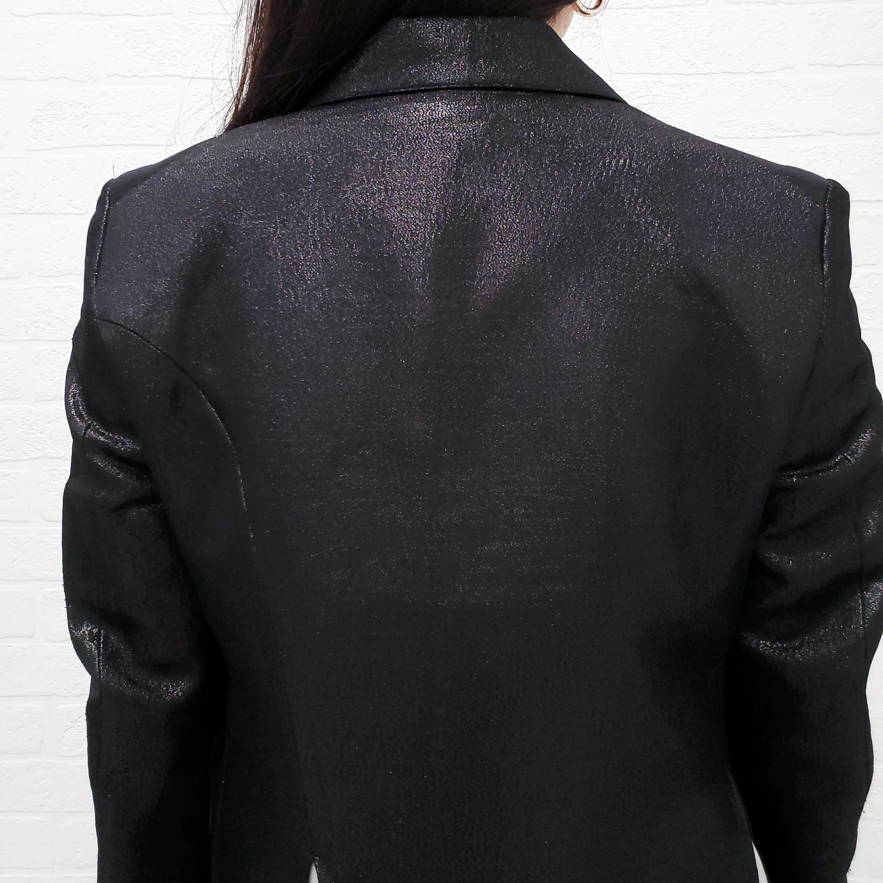 SULVAM BLACK OVERSIZED SPARKLE LAYERED BLAZER - SIZE S - Image 4