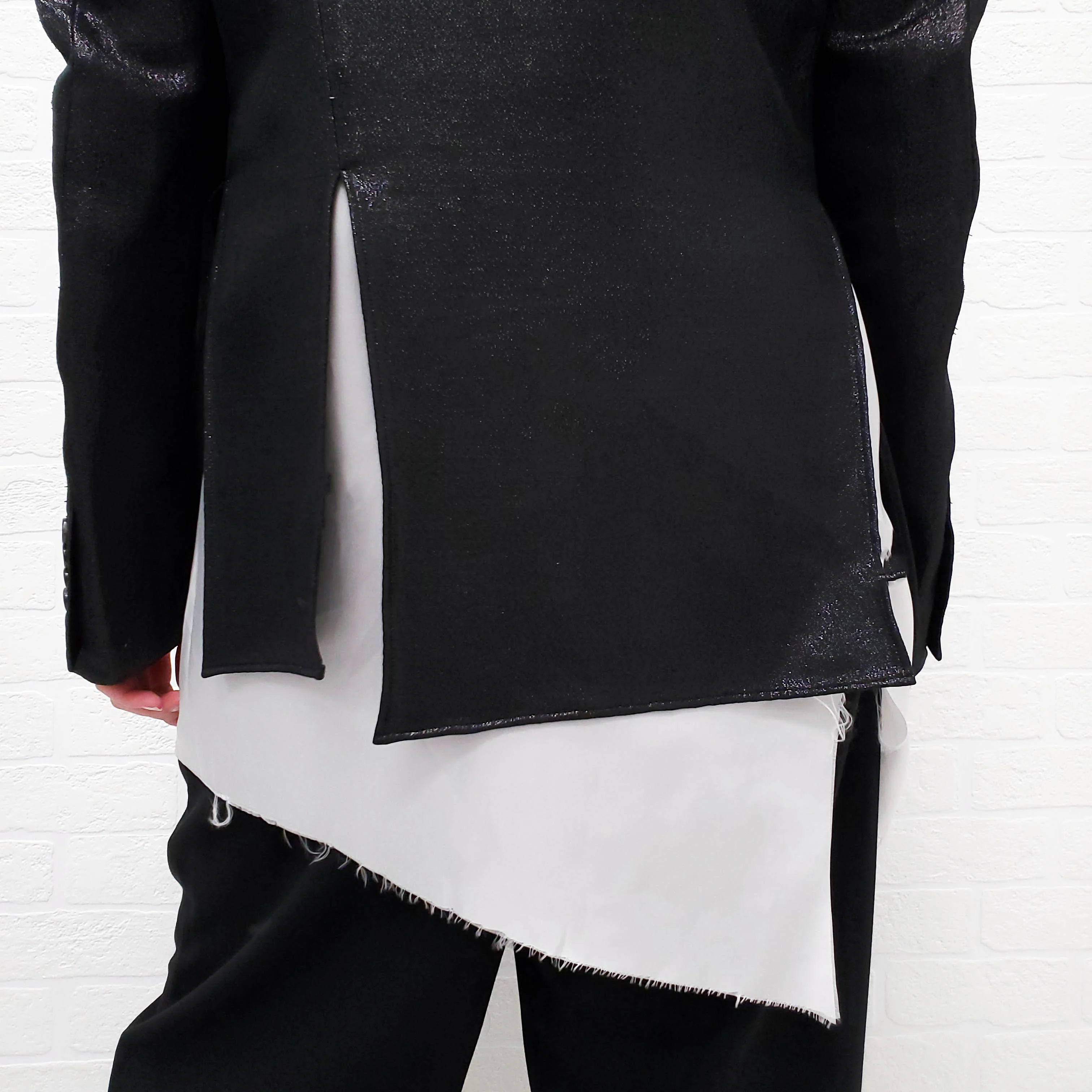 SULVAM BLACK OVERSIZED SPARKLE LAYERED BLAZER - SIZE S - Image 5