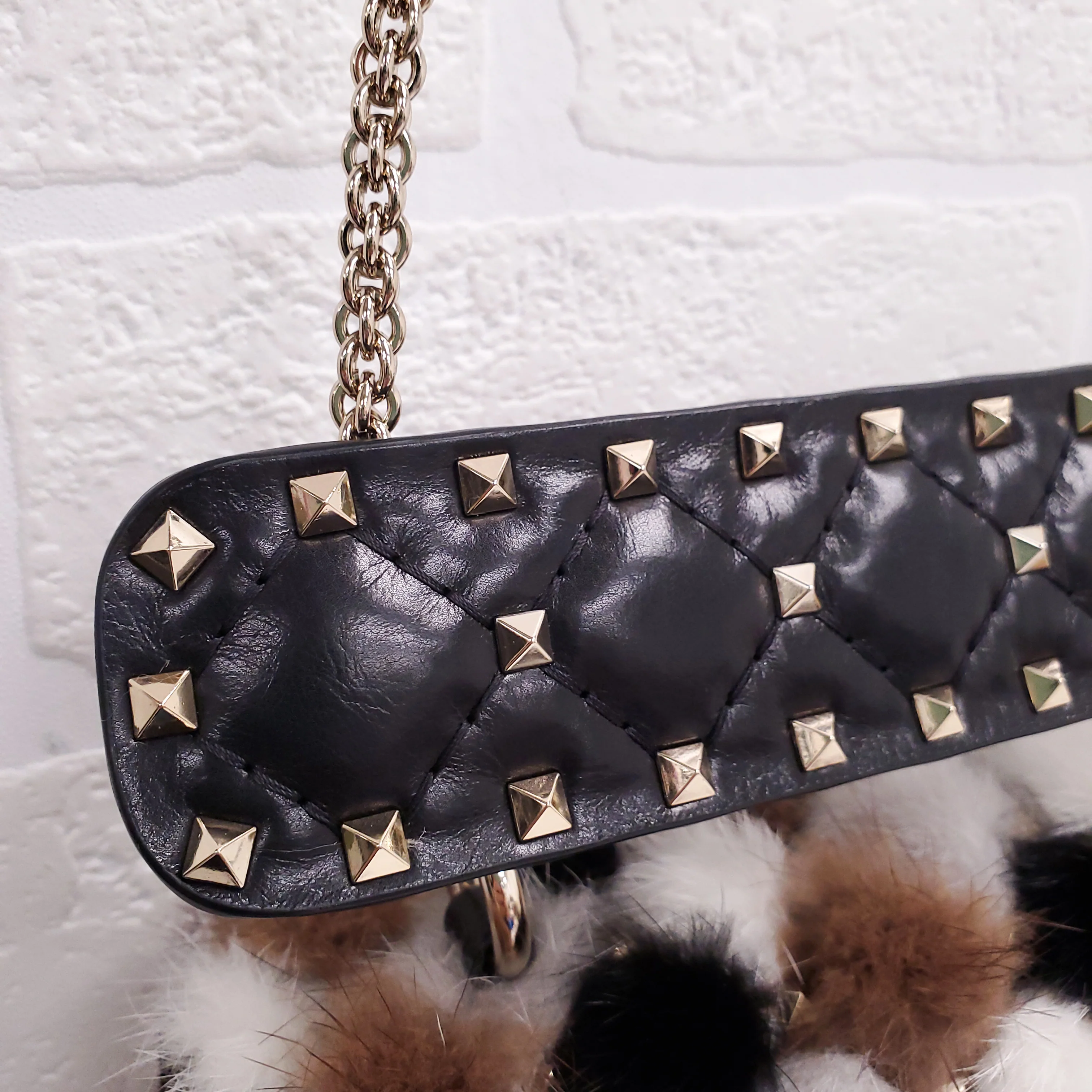 VALENTINO BROWN MINK FUR ROCKSTUD SHOULDER BAG ($8000) - Image 4