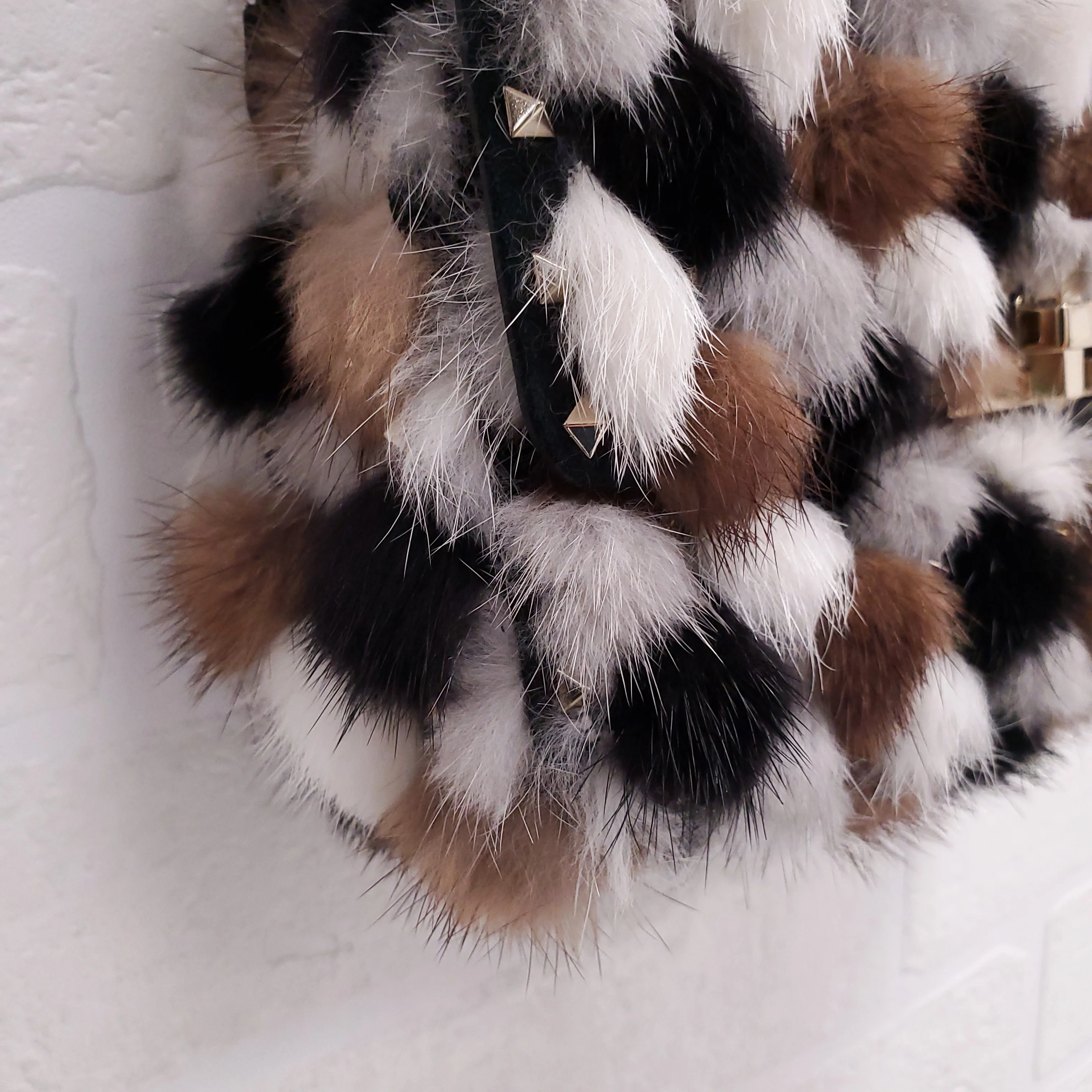 VALENTINO BROWN MINK FUR ROCKSTUD SHOULDER BAG ($8000) - Image 5