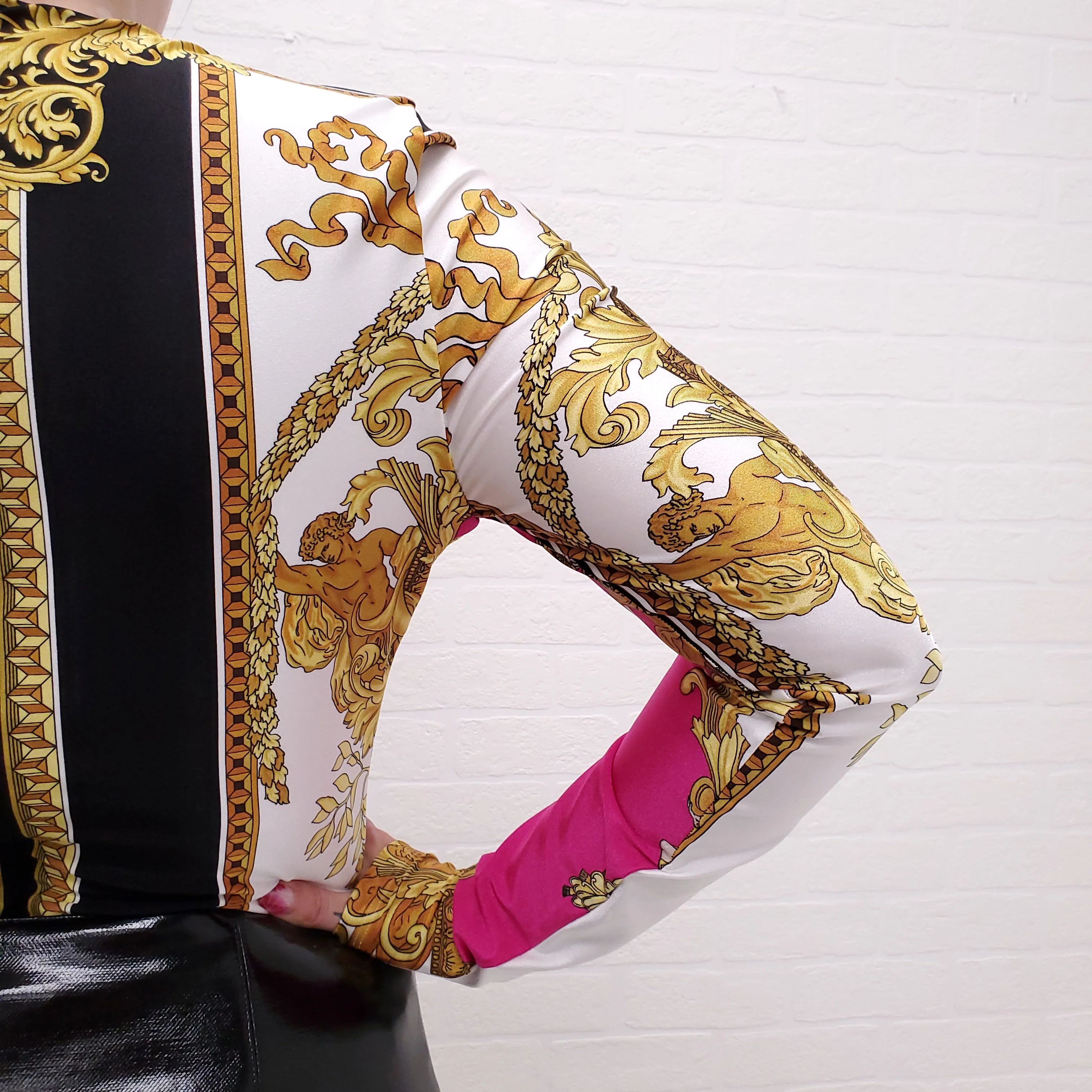 VERSACE MEDUSA RENAISSANCE PRINT BODYSUIT BLACK/GOLD/WHITE - SIZE 44 - Image 5