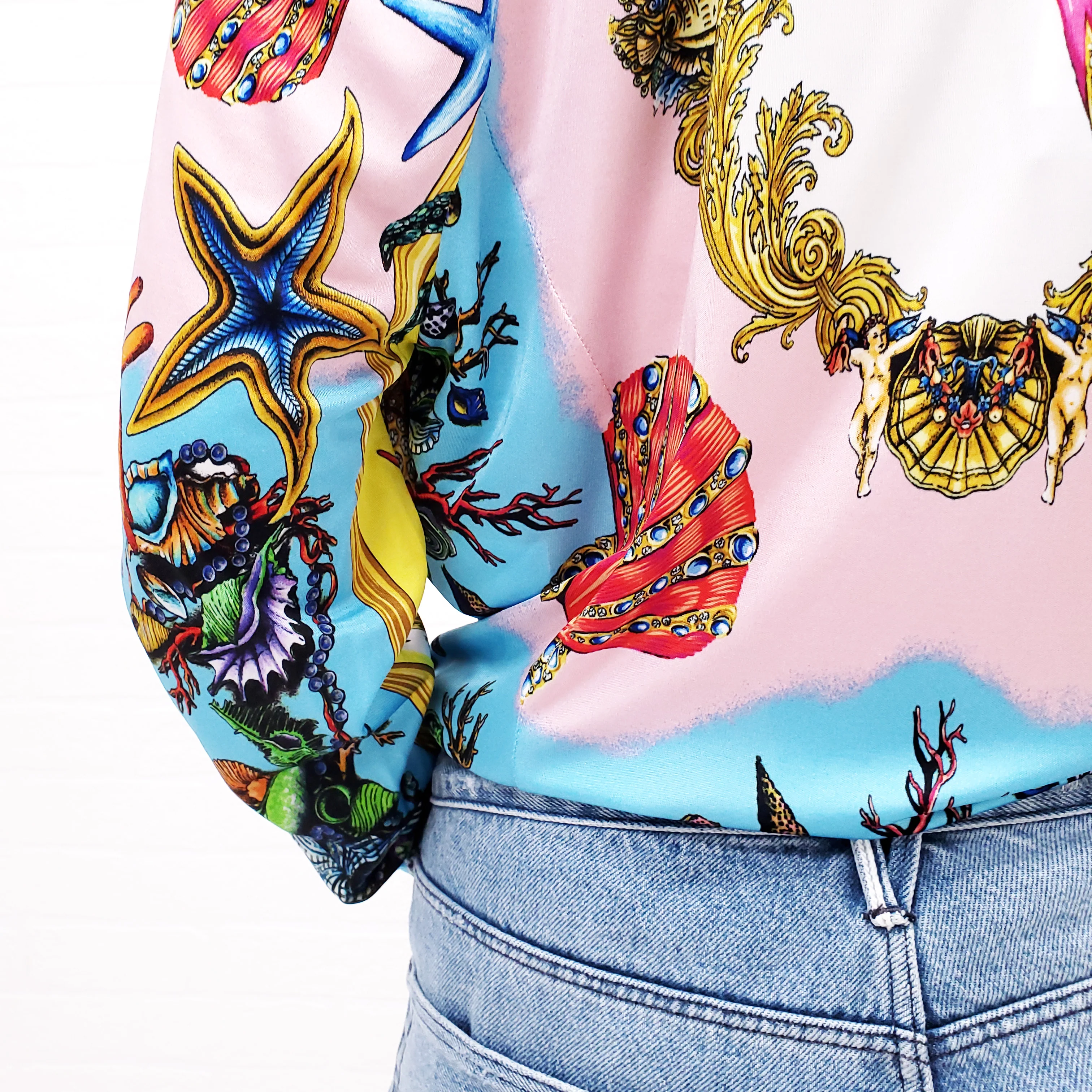 VERSACE 'TRESOR DE LA MER' SEASHELL PRINT BODYSUIT - SIZE 52 - Image 7