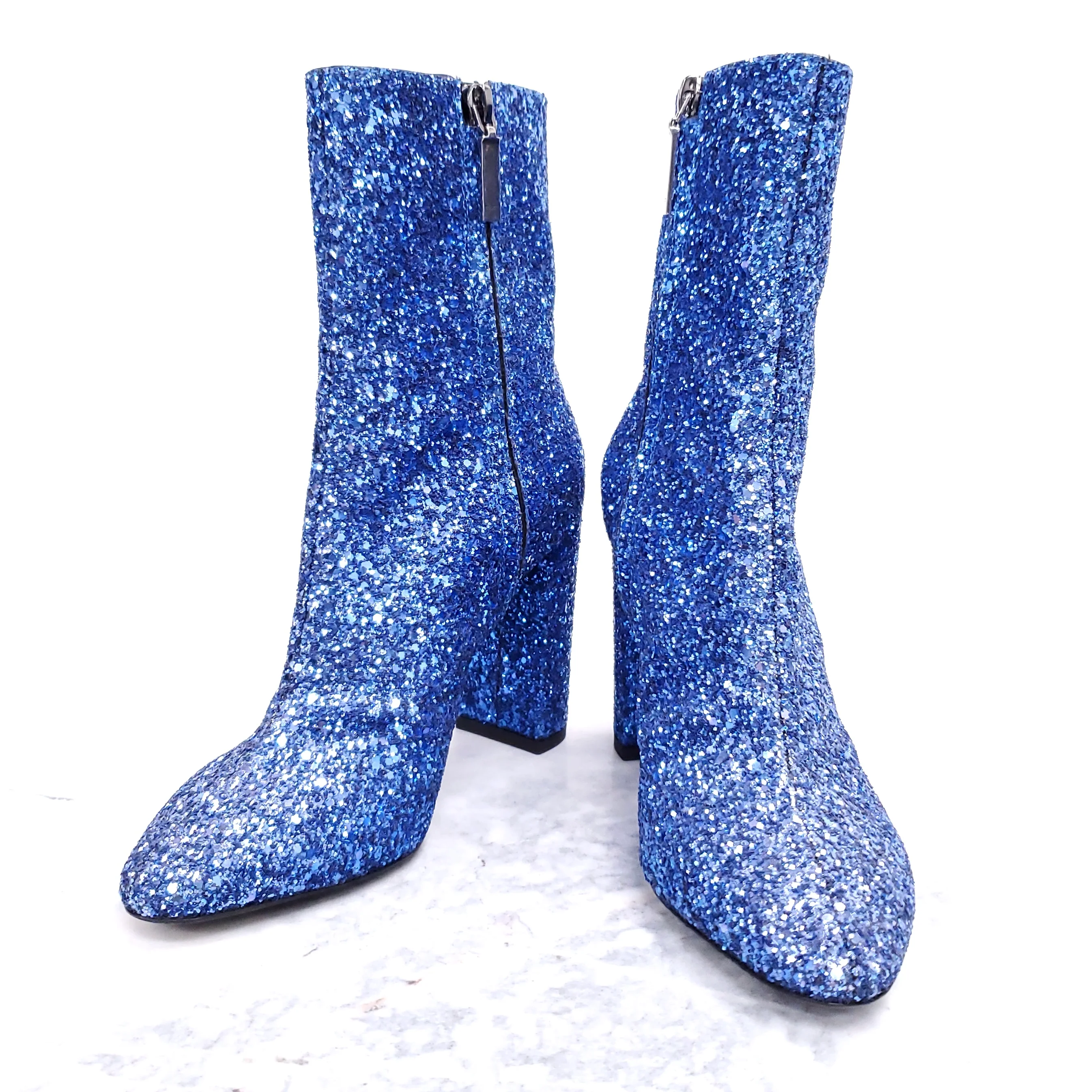 YVES SAINT LAURENT BLUE SPARKLE BOOTIES - SIZE 37 - Image 3