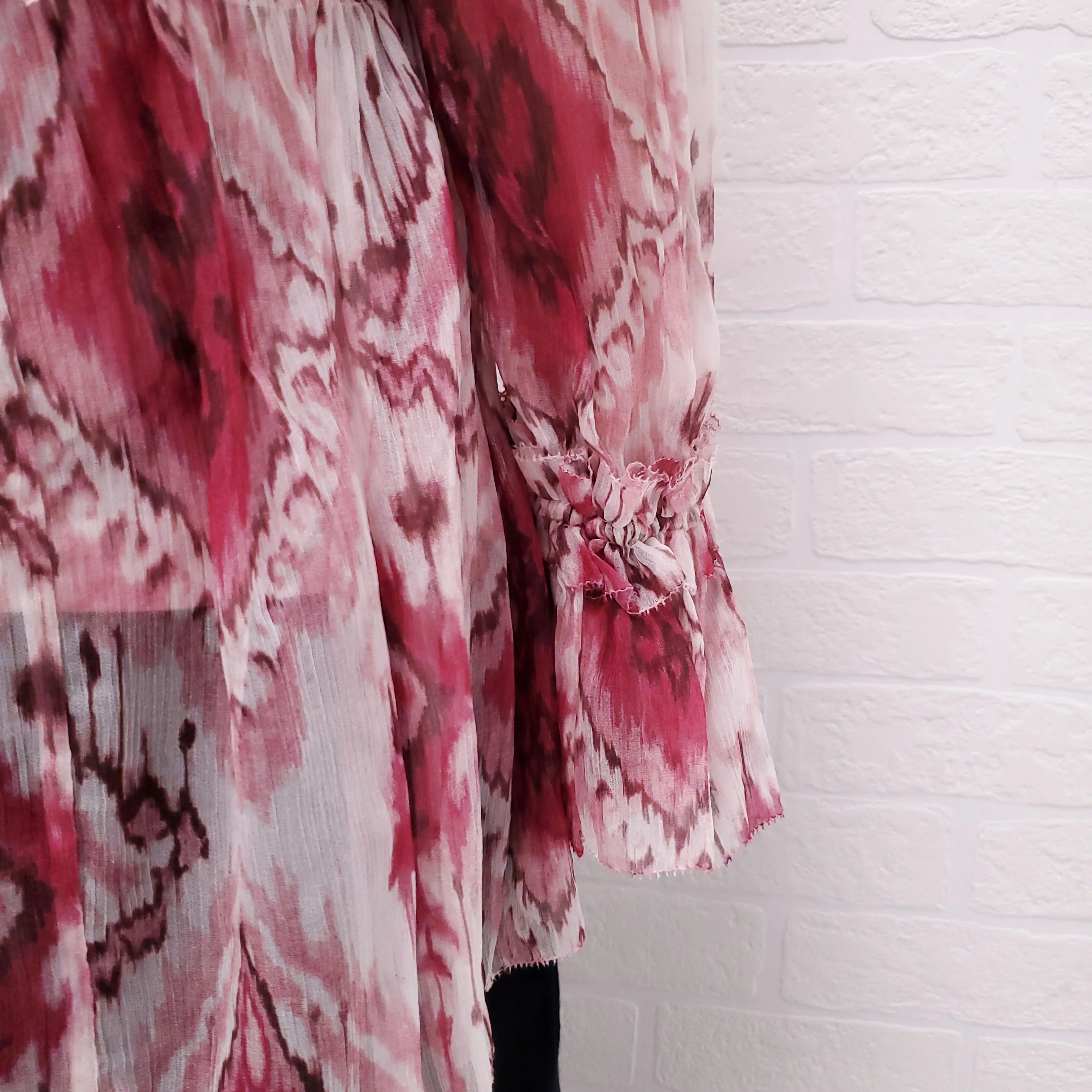 ZIMMERMANN RASPBERRY 'IKAT WAVELENGTH' ASYMMETRIC BLOUSE - SIZE 1/S - Image 4