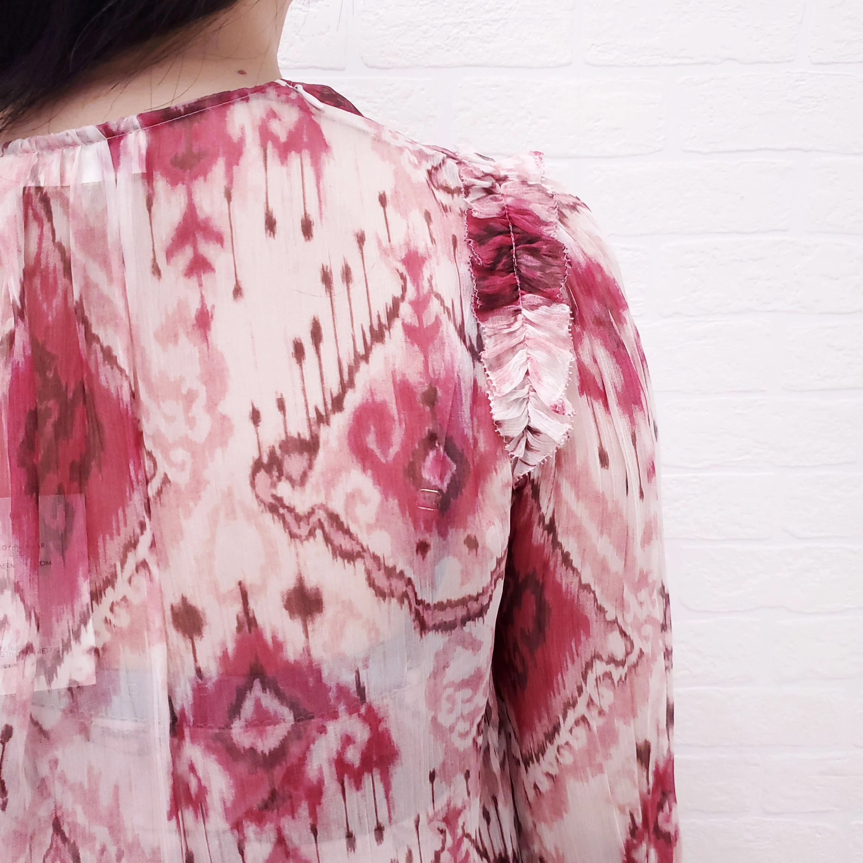 ZIMMERMANN RASPBERRY 'IKAT WAVELENGTH' ASYMMETRIC BLOUSE - SIZE 1/S - Image 5