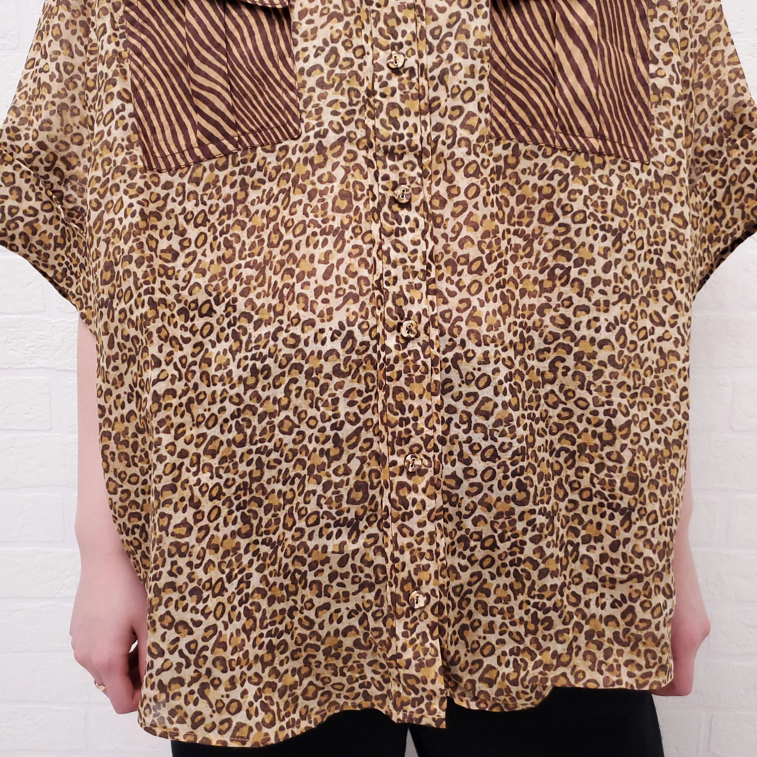 ZIMMERMANN LEOPARD 'SPLICED EMPIRE CUFFED' SHIRT - SIZE 3/L - Image 5