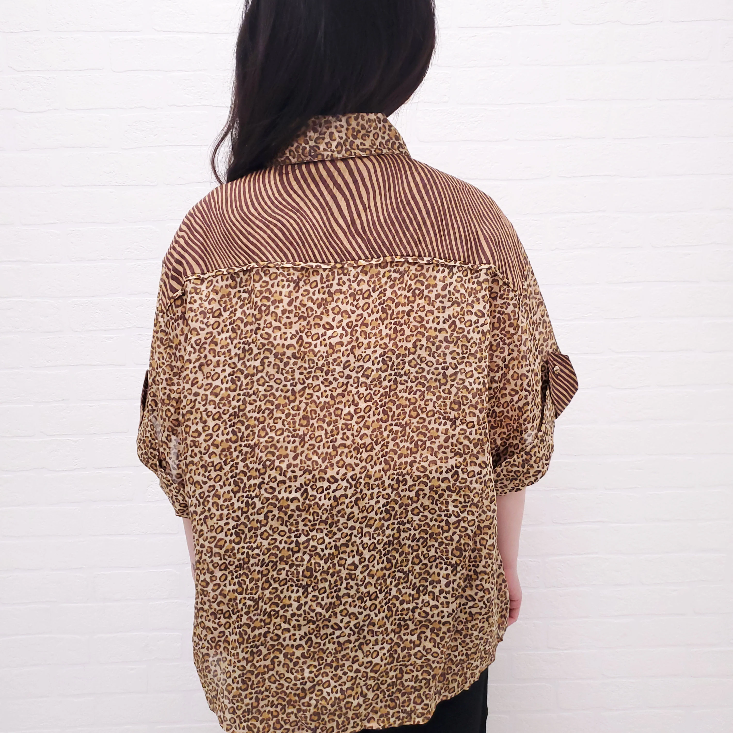 ZIMMERMANN LEOPARD 'SPLICED EMPIRE CUFFED' SHIRT - SIZE 3/L - Image 6