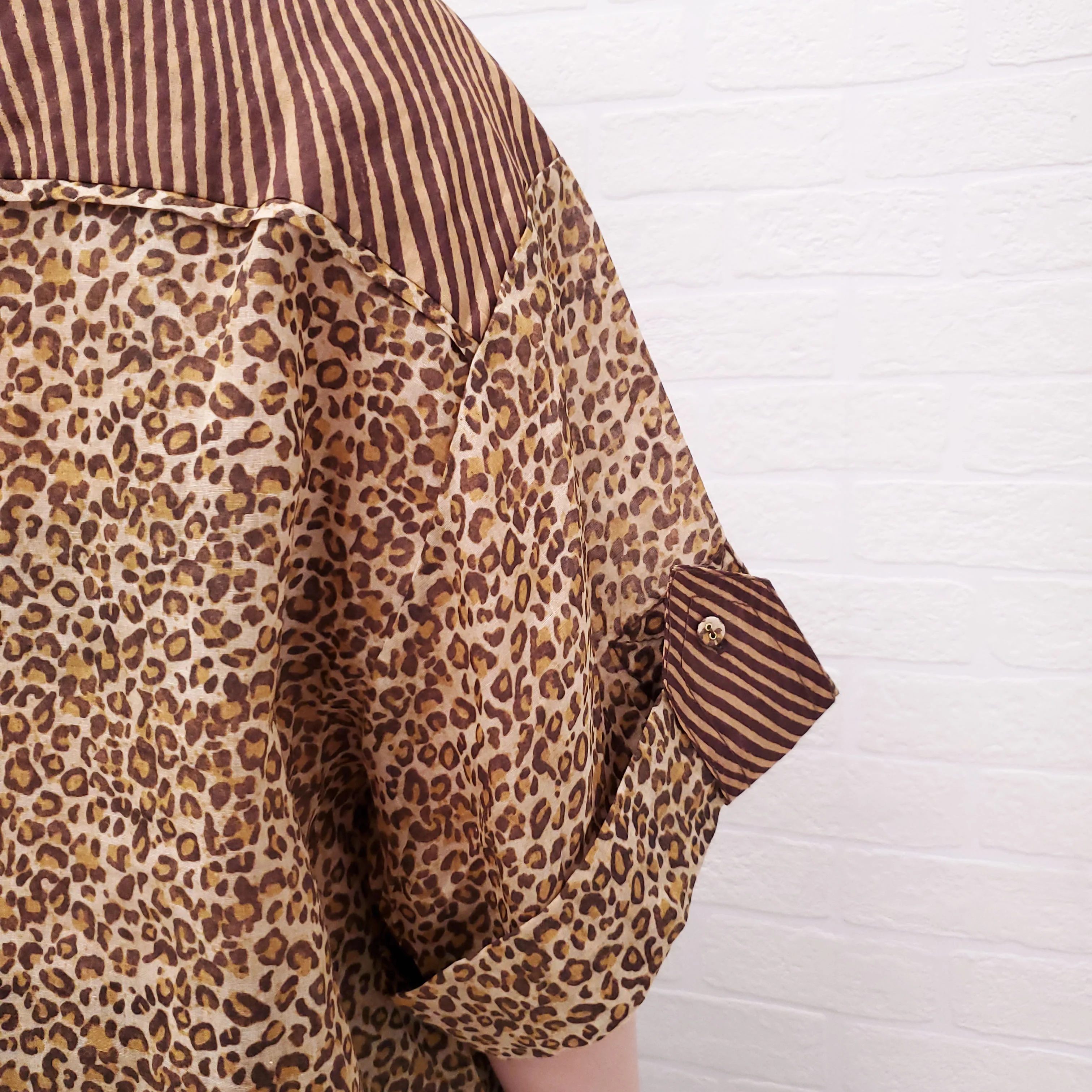 ZIMMERMANN LEOPARD 'SPLICED EMPIRE CUFFED' SHIRT - SIZE 3/L - Image 7